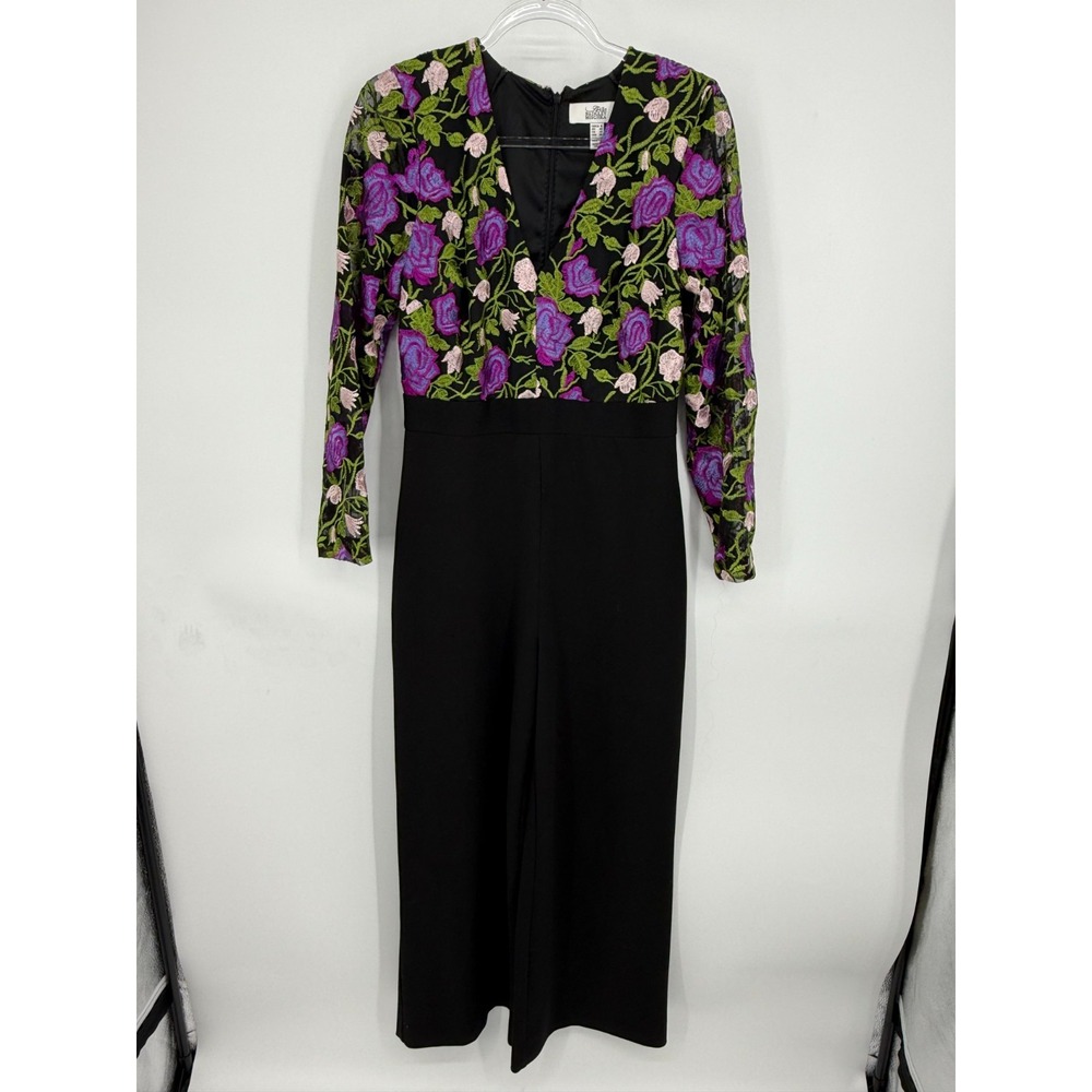 Belle Badgley Mischka Jumpsuit Size 8 Embroidered Floral Cocktail Glamourous